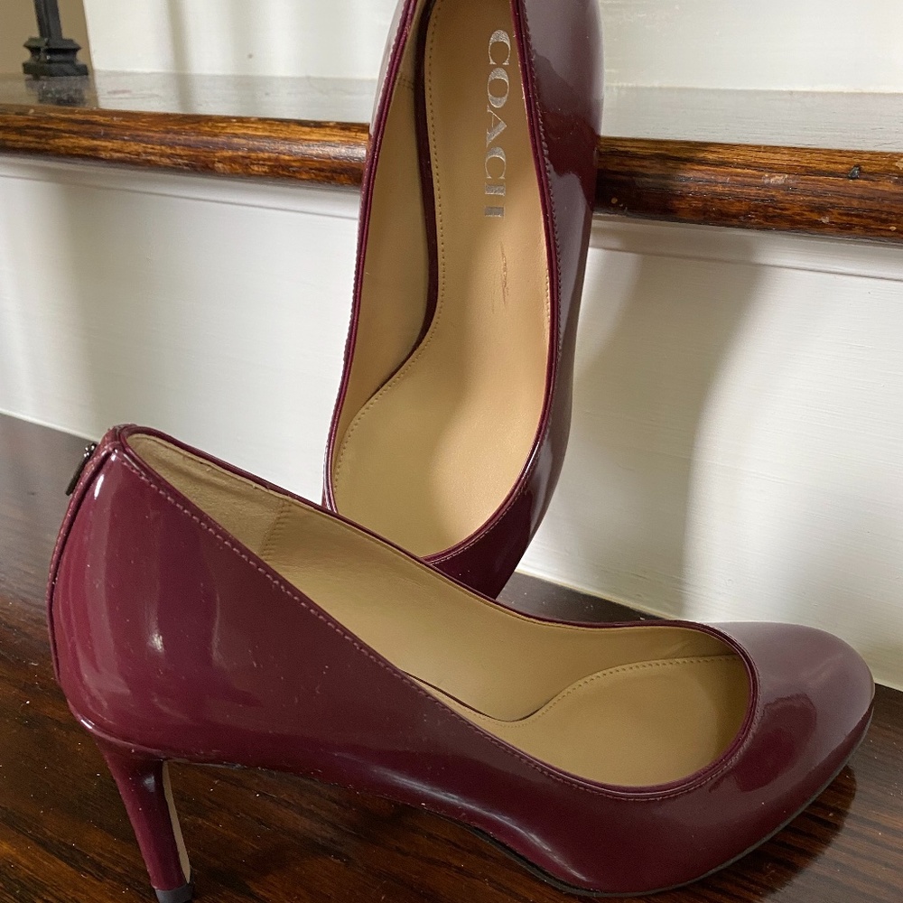 Coach Devon Patent Leather Pumps- Red
